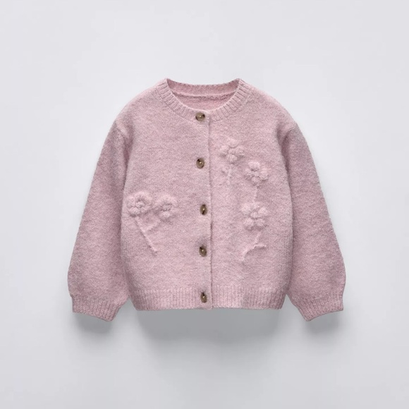 Zara Other - Zara Kids Light Pink Floral Cardigan